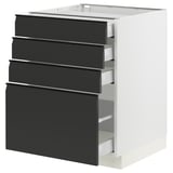 SEKTION / MAXIMERA Armoire inférieure 4 tiroirs, blanc/Upplöv anthracite mat, 24x24x30 "