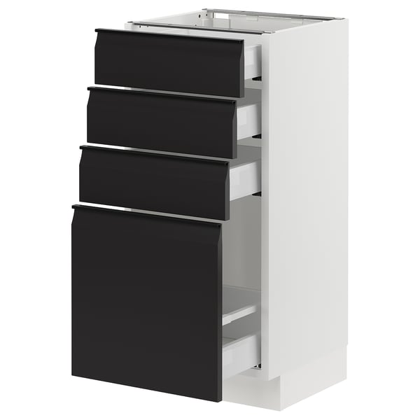 SEKTION / MAXIMERA Armoire inférieure 4 tiroirs, blanc/Upplöv anthracite mat, 15x15x30 "