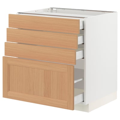 SEKTION / MAXIMERA Armoire inférieure 4 tiroirs, blanc/Vedhamn chêne, 30x24x30 "