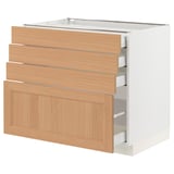 SEKTION / MAXIMERA Armoire inférieure 4 tiroirs, blanc/Vedhamn chêne, 36x24x30 "