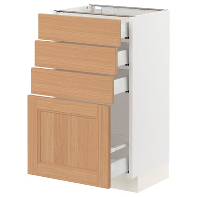 SEKTION / MAXIMERA Armoire inférieure 4 tiroirs, blanc/Vedhamn chêne, 18x15x30 "