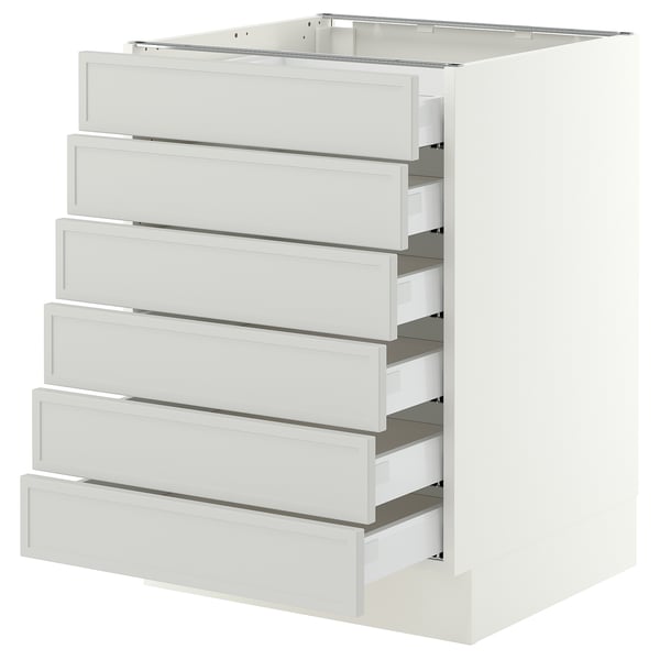 SEKTION / MAXIMERA Armoire inférieure 6 faç/6 tir bas, blanc/Aspudden gris clair, 24x24x30 "