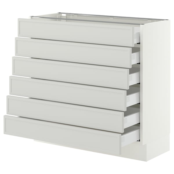 SEKTION / MAXIMERA Armoire inférieure 6 faç/6 tir bas, blanc/Aspudden gris clair, 36x15x30 "