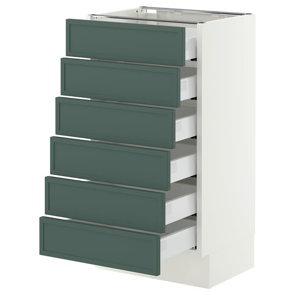 SEKTION / MAXIMERA Armoire inférieure 6 faç/6 tir bas, blanc/Aspudden gris-vert foncé, 18x15x30 "