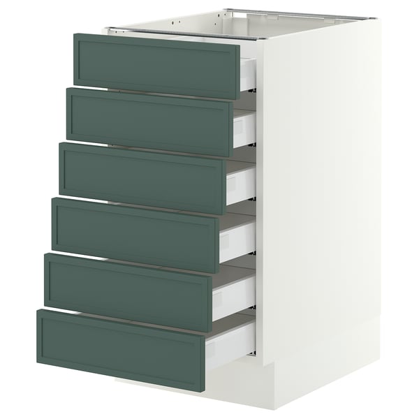 SEKTION / MAXIMERA Armoire inférieure 6 faç/6 tir bas, blanc/Aspudden gris-vert foncé, 18x24x30 "