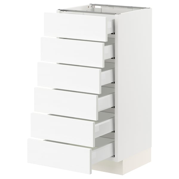 SEKTION / MAXIMERA Armoire inférieure 6 faç/6 tir bas, blanc Enköping/blanc effet bois, 15x15x30 "