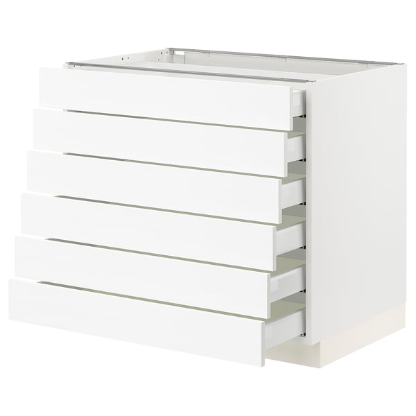 SEKTION / MAXIMERA Armoire inférieure 6 faç/6 tir bas, blanc Enköping/blanc effet bois, 36x24x30 "