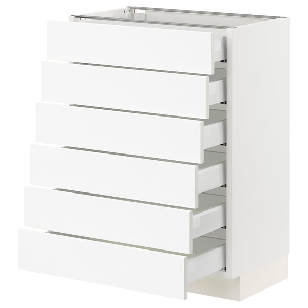 SEKTION / MAXIMERA Armoire inférieure 6 faç/6 tir bas, blanc Enköping/blanc effet bois, 24x15x30 "
