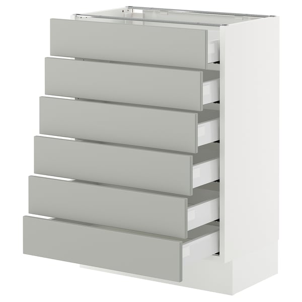 SEKTION / MAXIMERA Armoire inférieure 6 faç/6 tir bas, blanc/Havstorp gris clair, 24x15x30 "