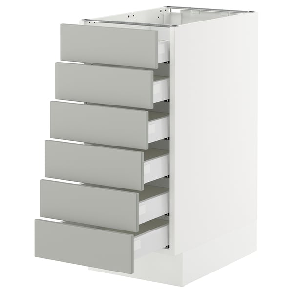 SEKTION / MAXIMERA Armoire inférieure 6 faç/6 tir bas, blanc/Havstorp gris clair, 15x24x30 "