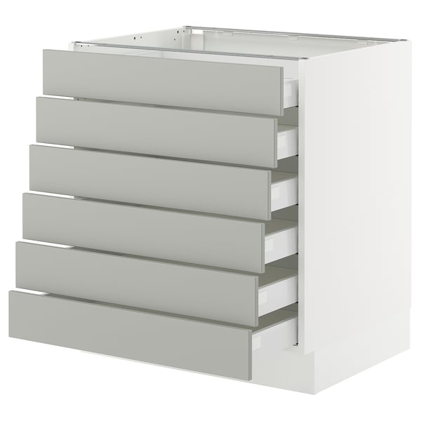 SEKTION / MAXIMERA Armoire inférieure 6 faç/6 tir bas, blanc/Havstorp gris clair, 30x24x30 "