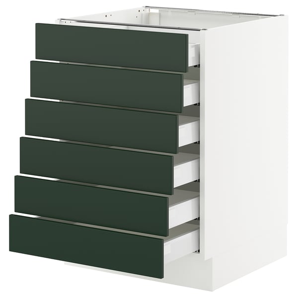 SEKTION / MAXIMERA Armoire inférieure 6 faç/6 tir bas, blanc/Havstorp vert profond, 24x24x30 "