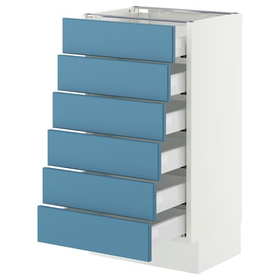 SEKTION / MAXIMERA Armoire inférieure 6 faç/6 tir bas, blanc/Lerhyttan bleu, 18x15x30 "