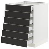SEKTION / MAXIMERA Armoire inférieure 6 faç/6 tir bas, blanc/Nickebo anthracite mat, 24x24x30 "