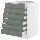 SEKTION / MAXIMERA Armoire inférieure 6 faç/6 tir bas, blanc/Nickebo gris -vert mat, 24x24x30 "