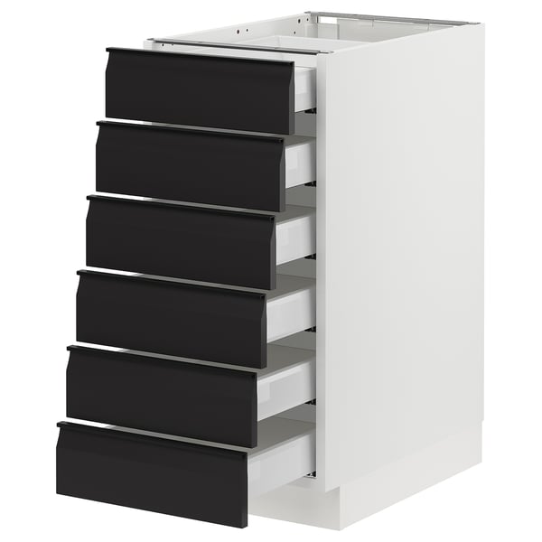 SEKTION / MAXIMERA Armoire inférieure 6 faç/6 tir bas, blanc/Upplöv anthracite mat, 15x24x30 "