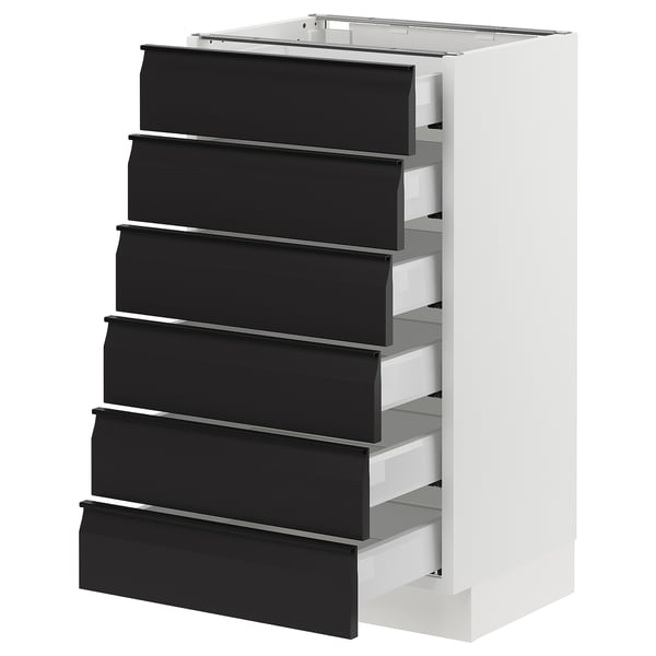 SEKTION / MAXIMERA Armoire inférieure 6 faç/6 tir bas, blanc/Upplöv anthracite mat, 18x15x30 "