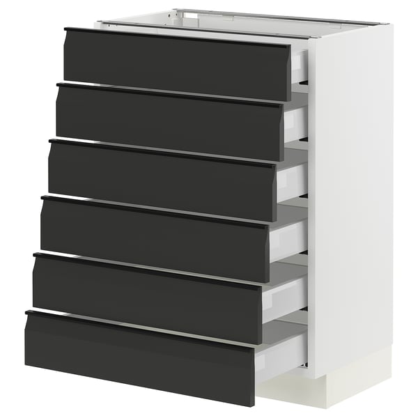 SEKTION / MAXIMERA Armoire inférieure 6 faç/6 tir bas, blanc/Upplöv anthracite mat, 24x15x30 "