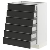 SEKTION / MAXIMERA Armoire inférieure 6 faç/6 tir bas, blanc/Upplöv anthracite mat, 24x15x30 "