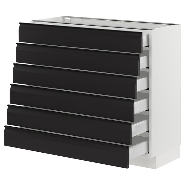 SEKTION / MAXIMERA Armoire inférieure 6 faç/6 tir bas, blanc/Upplöv anthracite mat, 36x15x30 "