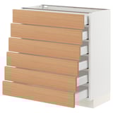 SEKTION / MAXIMERA Armoire inférieure 6 faç/6 tir bas, blanc/Vedhamn chêne, 30x15x30 "