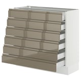 SEKTION / MAXIMERA Armoire inférieure 6 faç/6 tir bas, blanc/Voxtorp gris-brun foncé ultrabrillant, 36x15x30 "