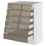 SEKTION / MAXIMERA Armoire inférieure 6 faç/6 tir bas, blanc/Voxtorp gris-brun foncé ultrabrillant, 24x15x30 "