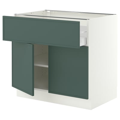 SEKTION / MAXIMERA Armoire inférieure av tir/2 prtes, blanc/Aspudden gris-vert foncé, 36x24x30 "