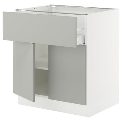 SEKTION / MAXIMERA Armoire inférieure av tir/2 prtes, blanc/Havstorp gris clair, 30x24x30 "