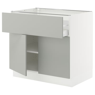 SEKTION / MAXIMERA Armoire inférieure av tir/2 prtes, blanc/Havstorp gris clair, 36x24x30 "