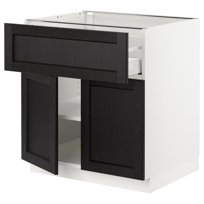 SEKTION / MAXIMERA Armoire inférieure av tir/2 prtes, blanc/Lerhyttan teinté noir, 30x24x30 "