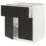 SEKTION / MAXIMERA Armoire inférieure av tir/2 prtes, blanc/Nickebo anthracite mat, 30x24x30 "