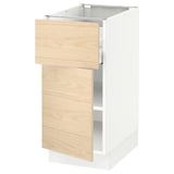 SEKTION / MAXIMERA Armoire inférieure av tiroir/porte, blanc/Askersund effet frêne clair, 15x24x30 "