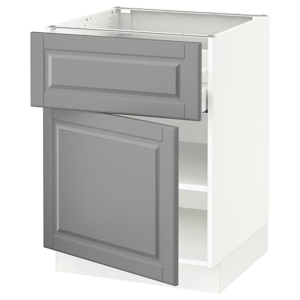 SEKTION / MAXIMERA Armoire inférieure av tiroir/porte, blanc/Bodbyn gris, 24x24x30 "