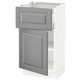 SEKTION / MAXIMERA Armoire inférieure av tiroir/porte, blanc/Bodbyn gris, 18x15x30 "