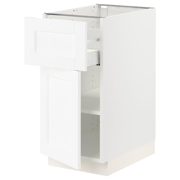 SEKTION / MAXIMERA Armoire inférieure av tiroir/porte, blanc Enköping/blanc effet bois, 15x24x30 "