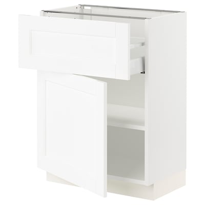 SEKTION / MAXIMERA Armoire inférieure av tiroir/porte, blanc Enköping/blanc effet bois, 24x15x30 "