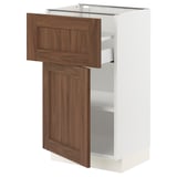 SEKTION / MAXIMERA Armoire inférieure av tiroir/porte, blanc Enköping/brun effet noyer, 18x15x30 "