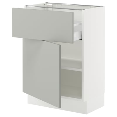 SEKTION / MAXIMERA Armoire inférieure av tiroir/porte, blanc/Havstorp gris clair, 24x15x30 "