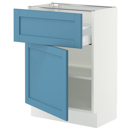SEKTION / MAXIMERA Armoire inférieure av tiroir/porte, blanc/Lerhyttan bleu, 24x15x30 "