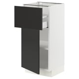 SEKTION / MAXIMERA Armoire inférieure av tiroir/porte, blanc/Nickebo anthracite mat, 15x15x30 "