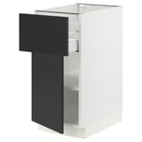 SEKTION / MAXIMERA Armoire inférieure av tiroir/porte, blanc/Nickebo anthracite mat, 15x24x30 "
