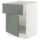 SEKTION / MAXIMERA Armoire inférieure av tiroir/porte, blanc/Nickebo gris -vert mat, 24x24x30 "