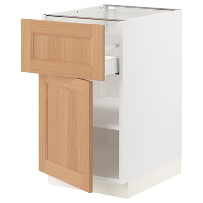 SEKTION / MAXIMERA Armoire inférieure av tiroir/porte, blanc/Vedhamn chêne, 18x24x30 "