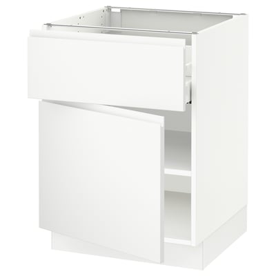 SEKTION / MAXIMERA Armoire inférieure av tiroir/porte, blanc/Voxtorp blanc mat, 24x24x30 "