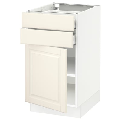 SEKTION / MAXIMERA Armoire inférieure pte/2 tir, blanc/Bodbyn blanc cassé, 18x24x30 "