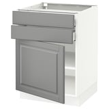 SEKTION / MAXIMERA Armoire inférieure pte/2 tir, blanc/Bodbyn gris, 24x24x30 "
