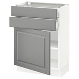 SEKTION / MAXIMERA Armoire inférieure pte/2 tir, blanc/Bodbyn gris, 24x15x30 "