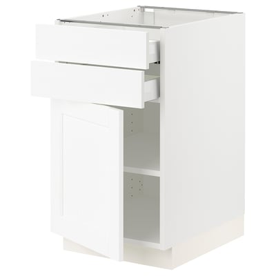 SEKTION / MAXIMERA Armoire inférieure pte/2 tir, blanc Enköping/blanc effet bois, 18x24x30 "