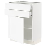 SEKTION / MAXIMERA Armoire inférieure pte/2 tir, blanc Enköping/blanc effet bois, 24x15x30 "